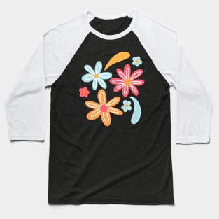 Colorful Flowers Baseball T-Shirt